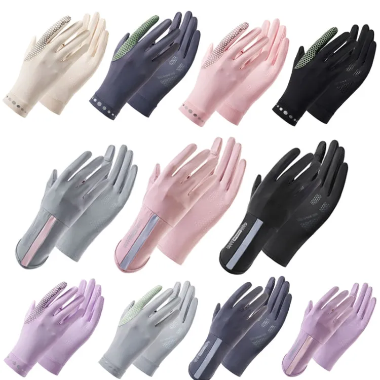 1 Pair XC-14 Riding Driving Sunscreen Anti-UV Fingerless Ice Silk Gloves, Style: Line (Light Gray)