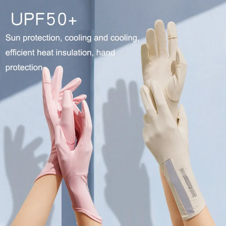 1 Pair XC-14 Riding Driving Sunscreen Anti-UV Fingerless Ice Silk Gloves, Style: Line (Light Gray)