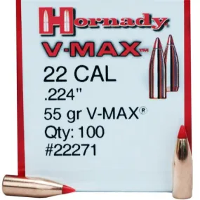 22 Caliber Bullets - (.224) 55 Gr V-Max (Per 100)