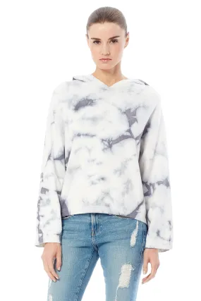 360 Cashmere - Radley Hooded Pullover in White/Indigo Tie Dye