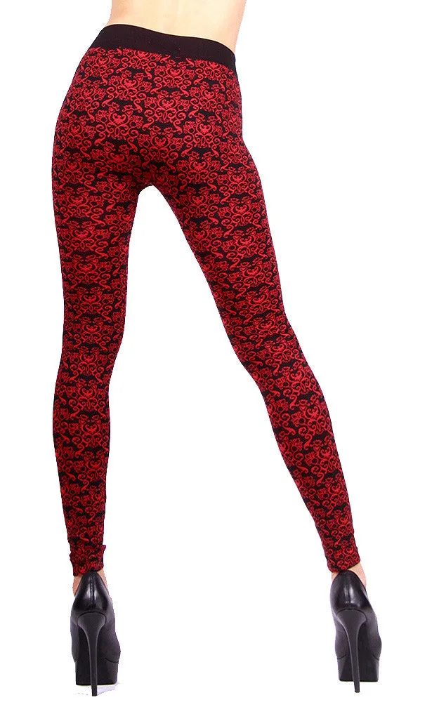 AL15165 Red Multi Printed Seamless Leggings