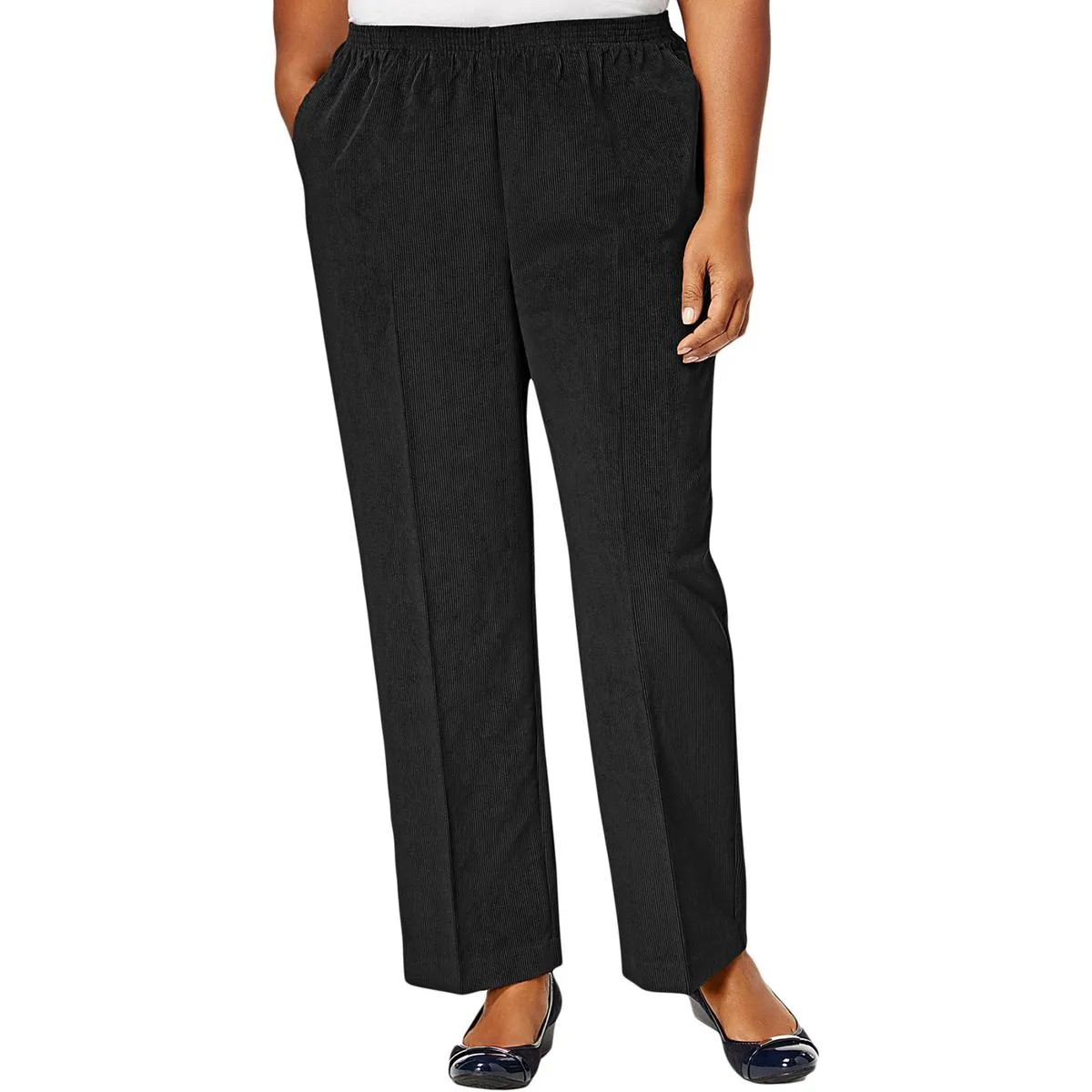 Alfred Dunner Womens Plus Dressy Wear To Work Corduroy Pants