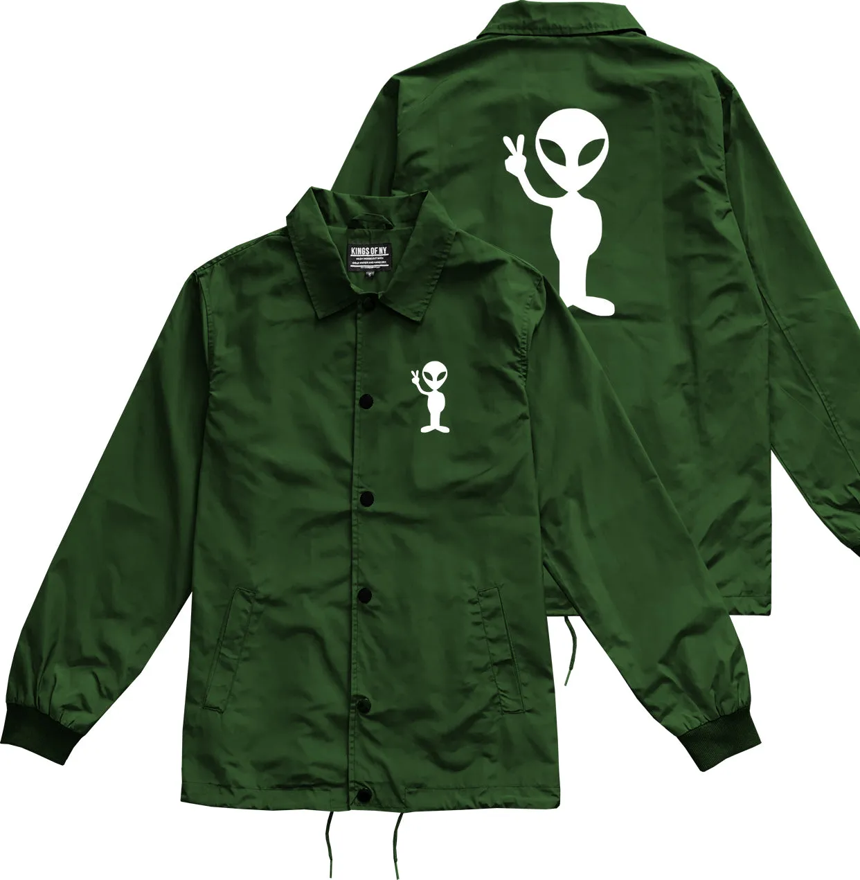 Alien Peace Sign Chest Mens Coaches Jacket