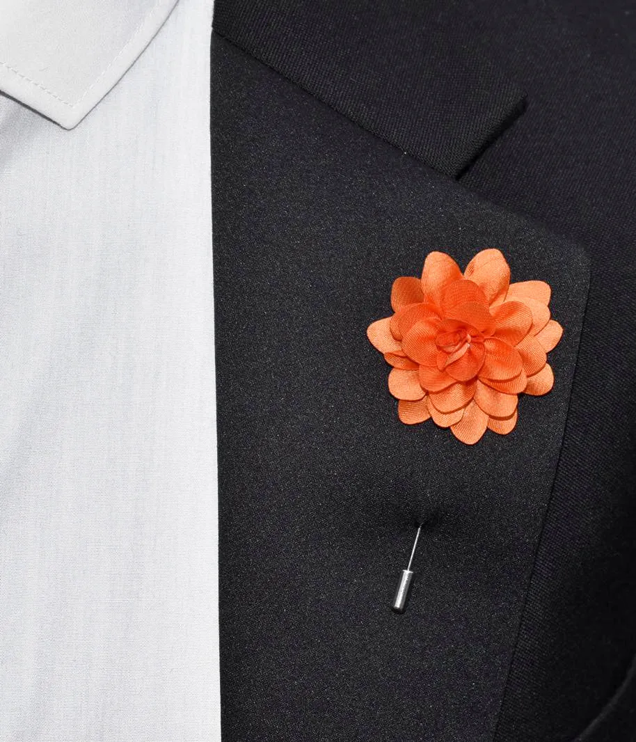 Amour Flower Lapel Pin, Orange