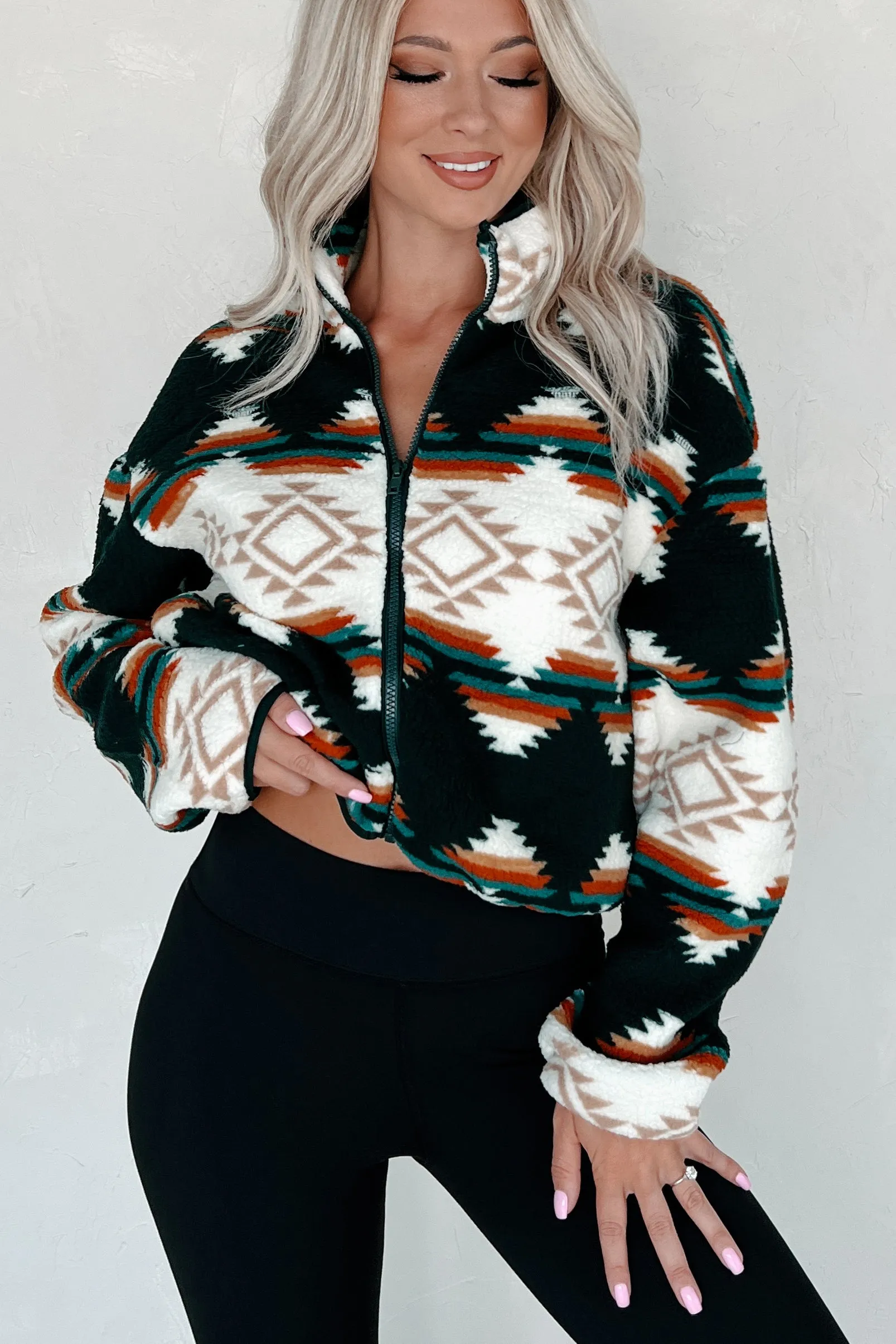 Arizona Nights Aztec Sherpa Jacket (Hunter)