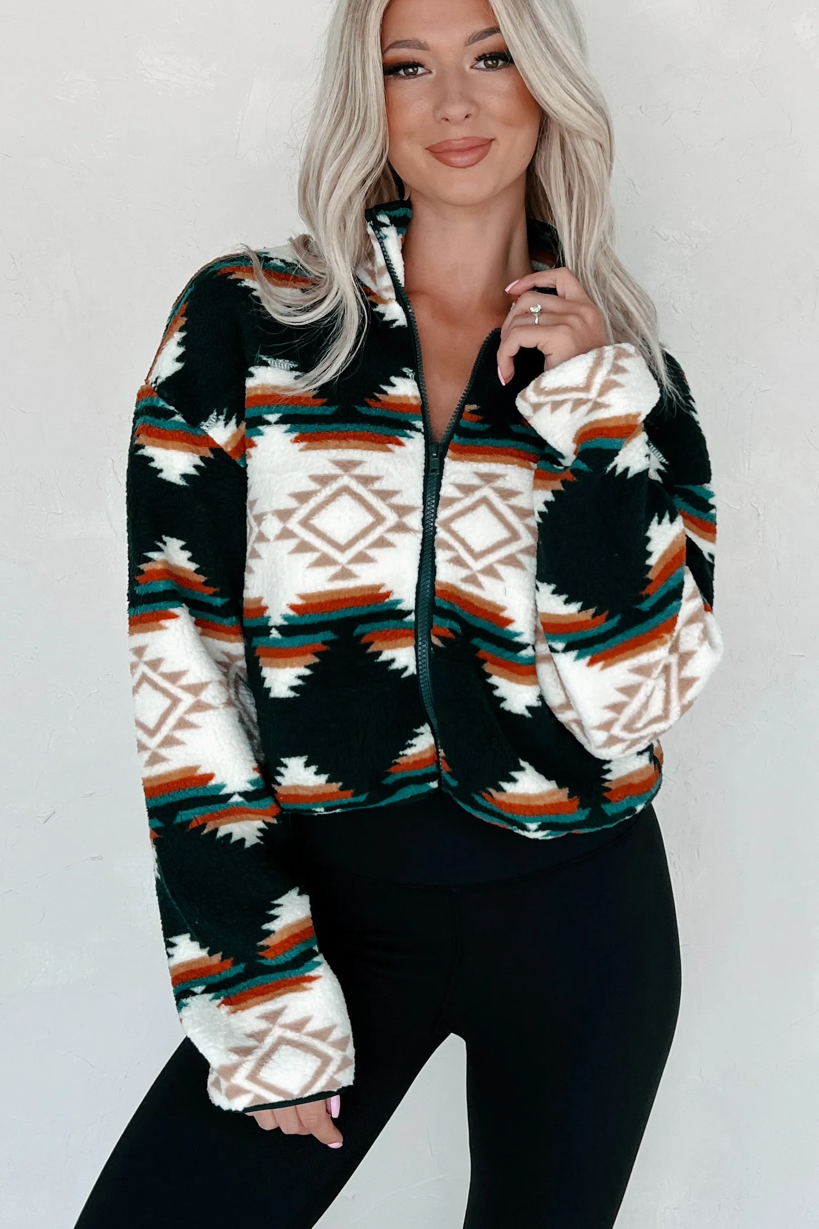 Arizona Nights Aztec Sherpa Jacket (Hunter)