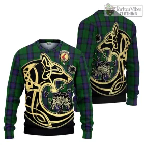 Armstrong Tartan Ugly Sweater with Family Crest Celtic Wolf Style