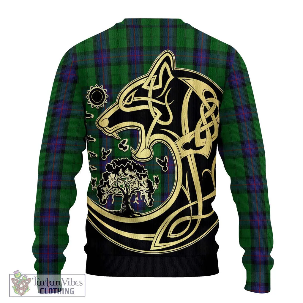 Armstrong Tartan Ugly Sweater with Family Crest Celtic Wolf Style