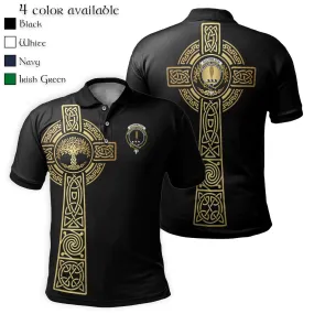 Auchinleck (Affleck) Clan Polo Shirt with Golden Celtic Tree Of Life