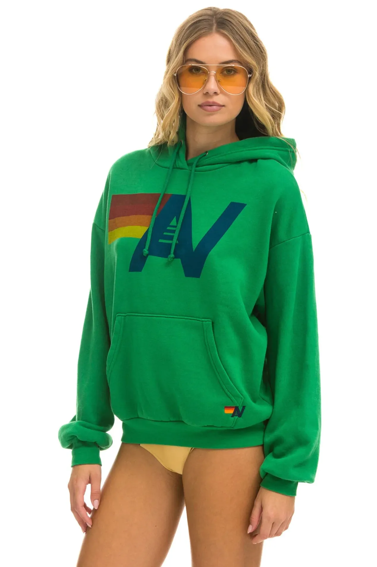 AVIATOR NATION UNISEX LOGO PULLOVER RELAXED HOODIE - KELLY GREEN