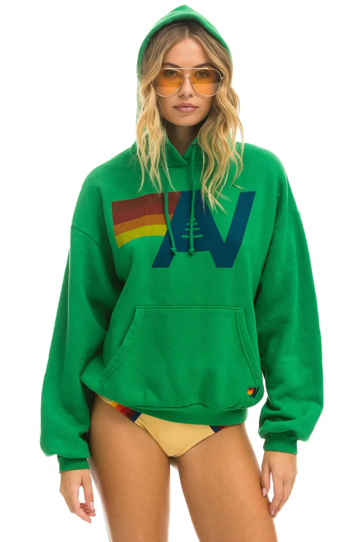 AVIATOR NATION UNISEX LOGO PULLOVER RELAXED HOODIE - KELLY GREEN