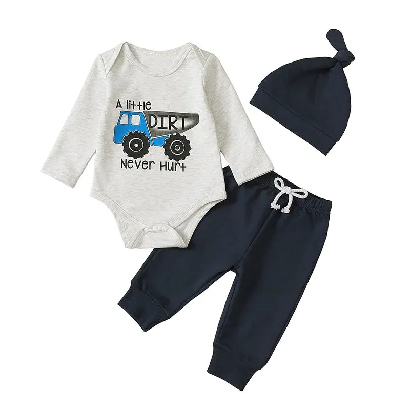 Baby Boy Tractor 3Pcs Outfit