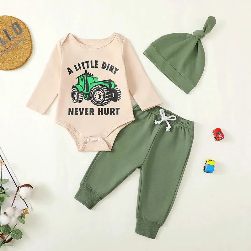 Baby Boy Tractor 3Pcs Outfit