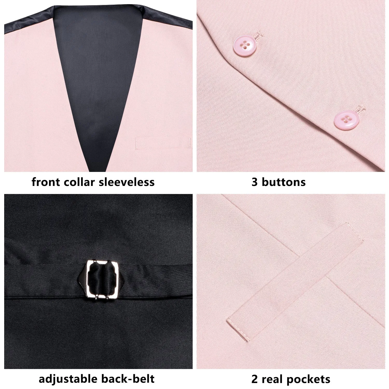 Baby Pink Cotton Solid Splicing Jacquard Men's Vest