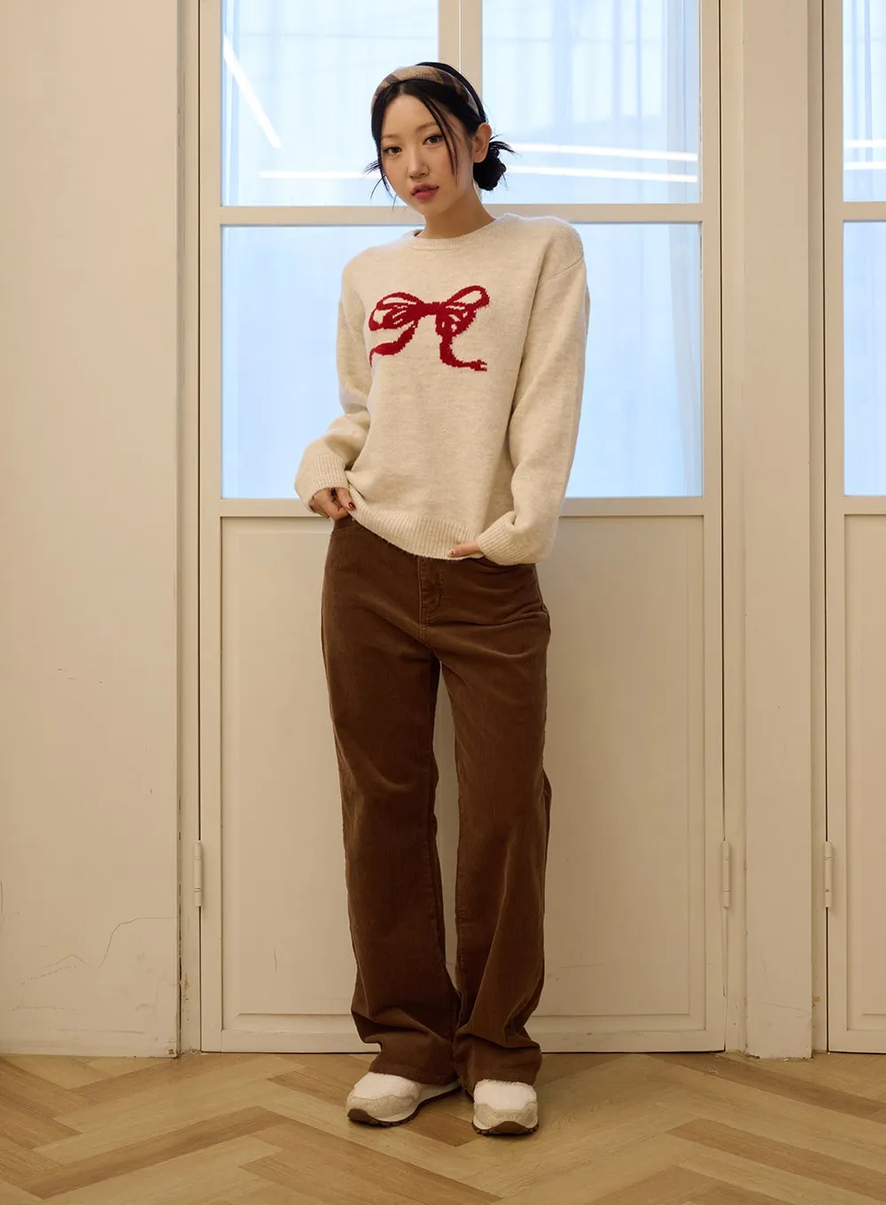 Balletcore Crew Neck Ribbon Sweater OD327