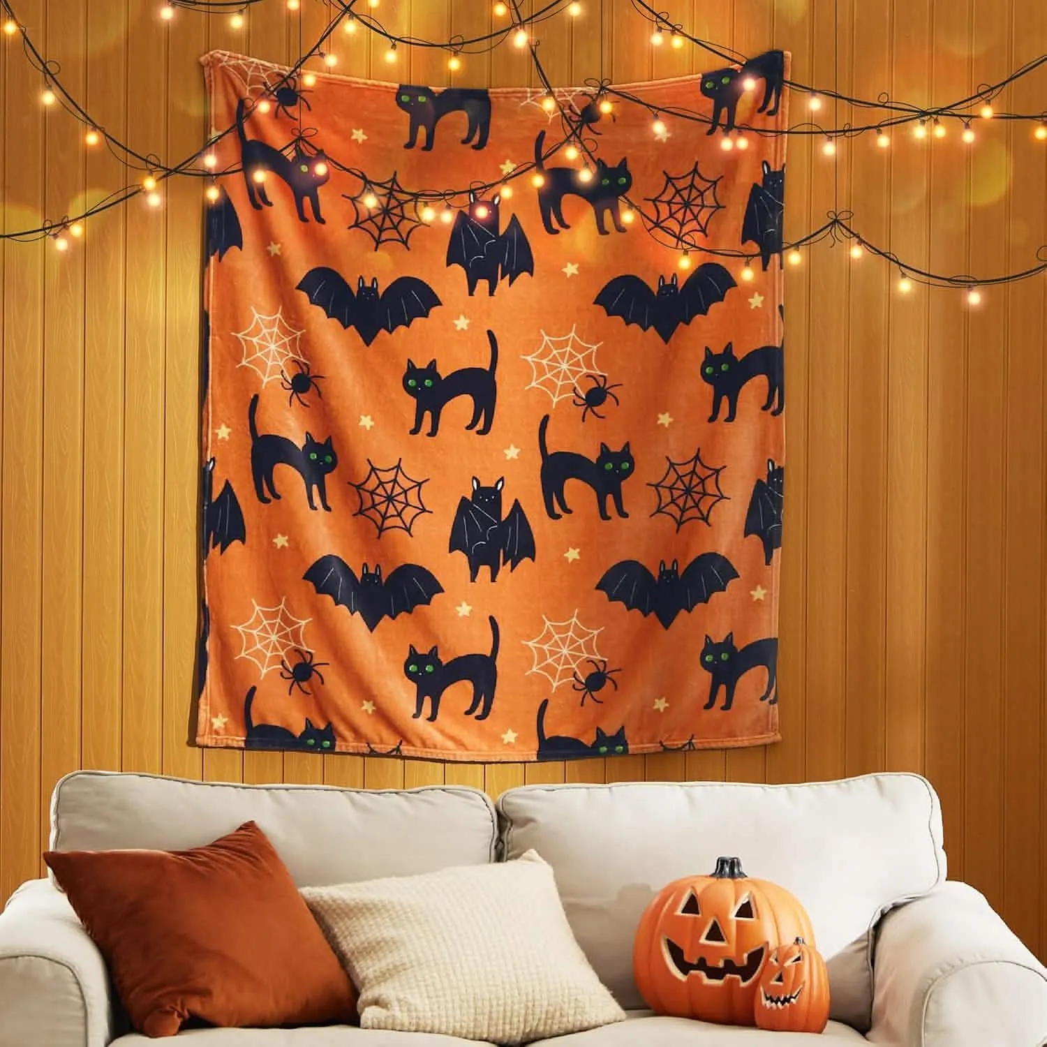 Bedsure Halloween Blanket Black Orange