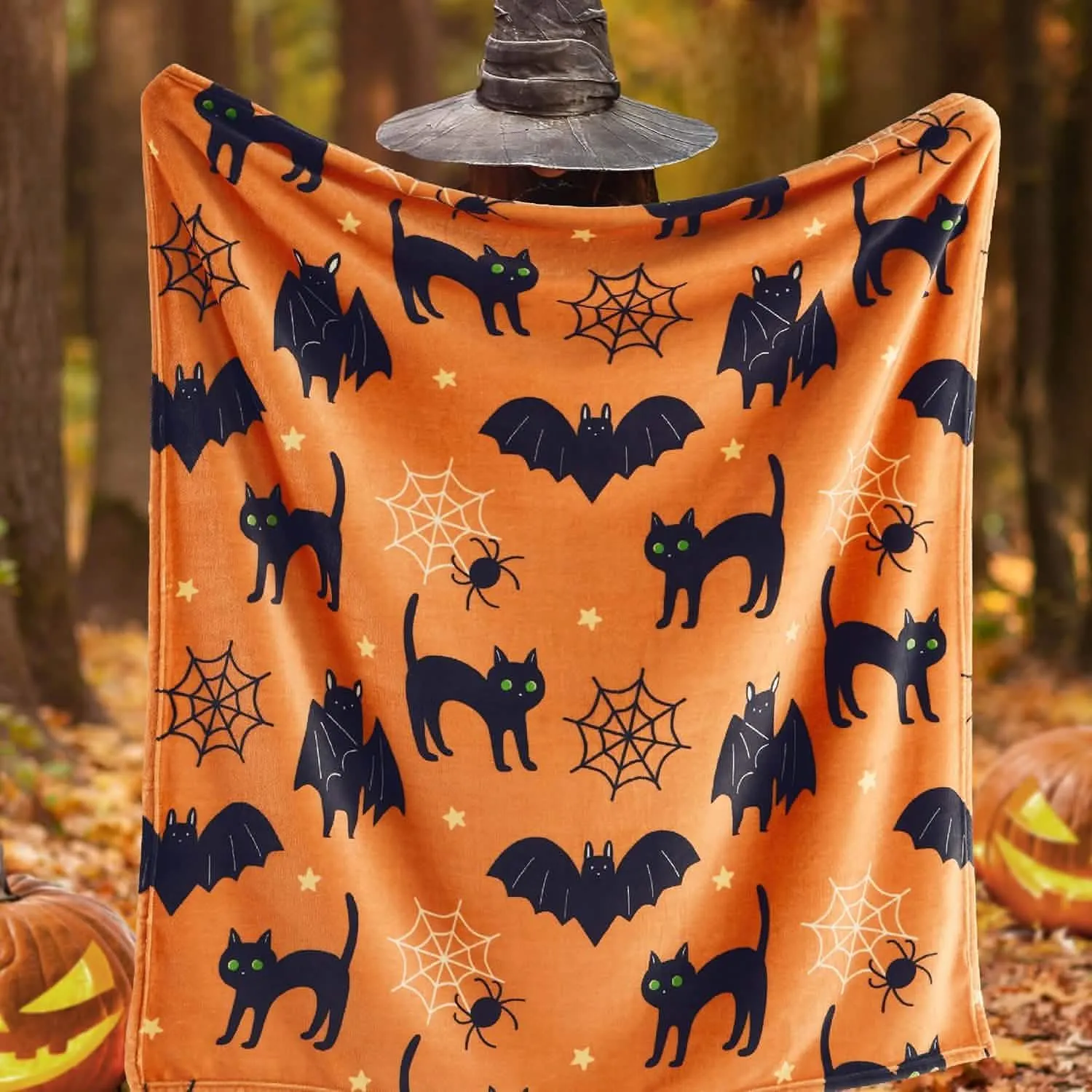 Bedsure Halloween Blanket Black Orange