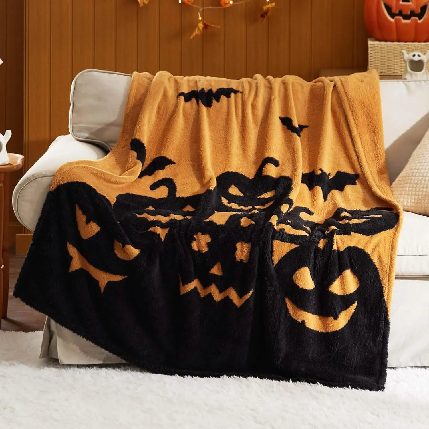 Bedsure Halloween Blanket Orange