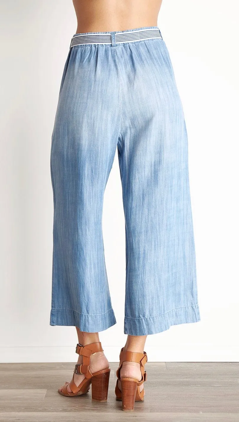 Bella Dahl Stripe Trim Belt Crop Pants Silverlake