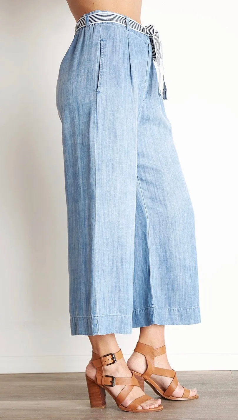 Bella Dahl Stripe Trim Belt Crop Pants Silverlake