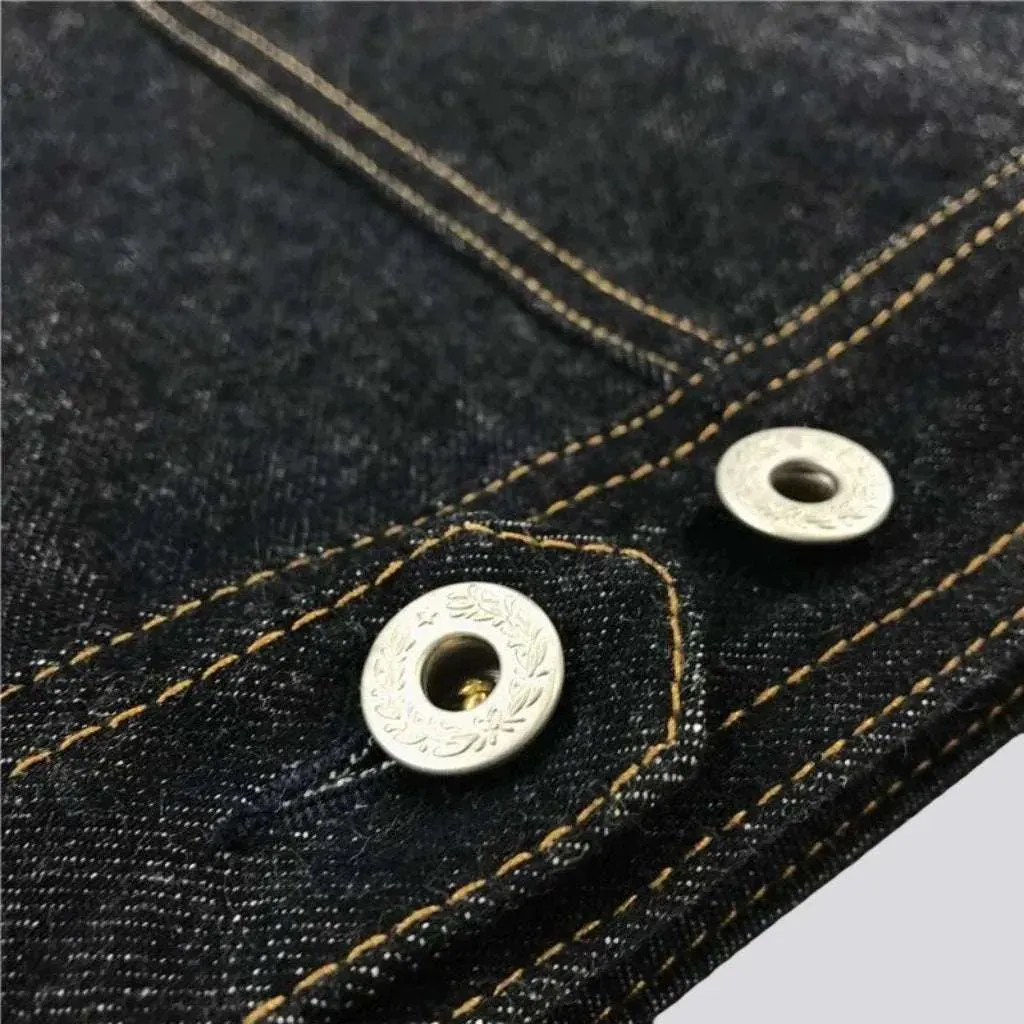 Black biker jean jacket
 for men