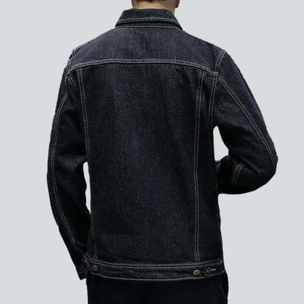 Black regular men denim jacket