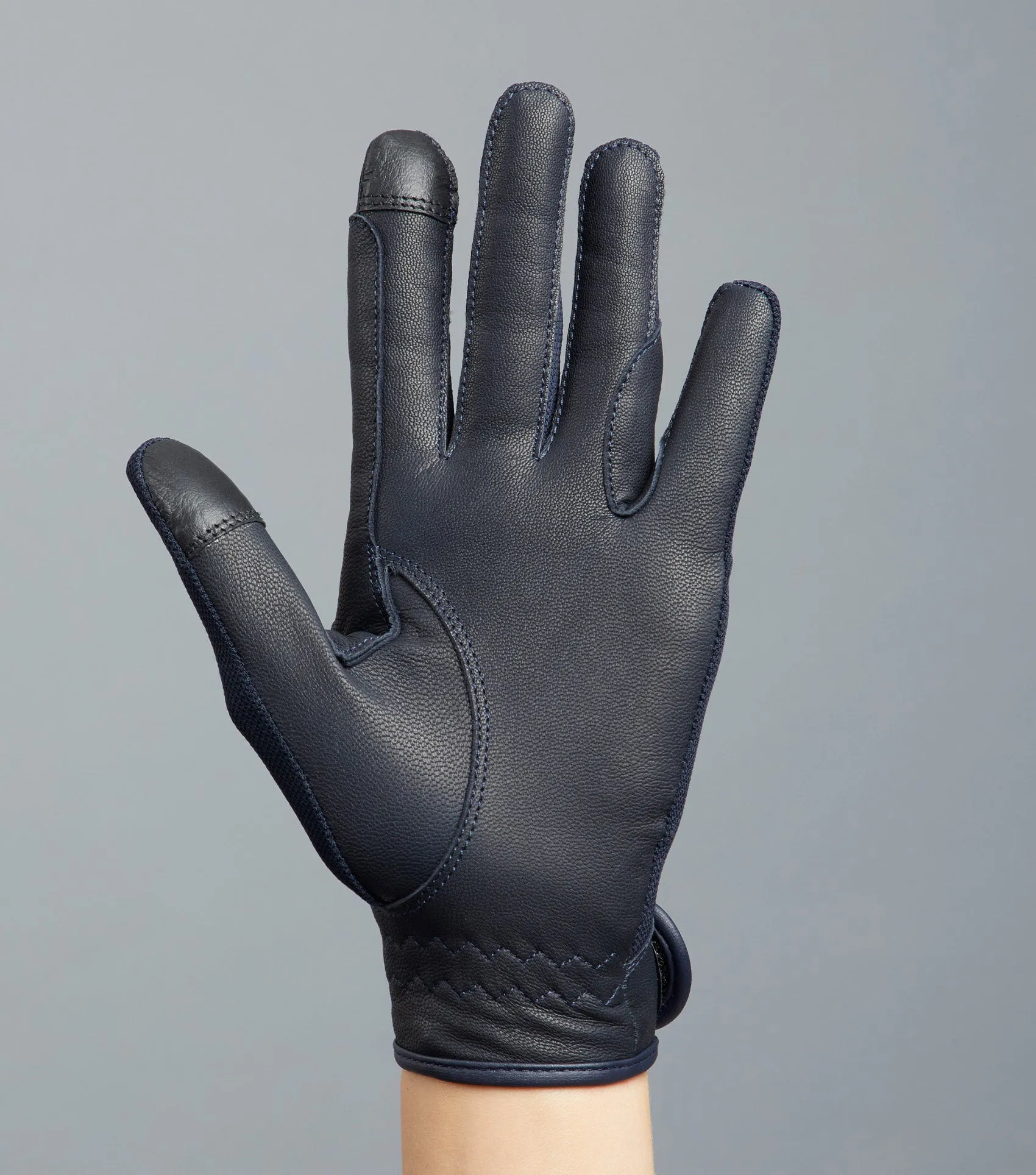 Bordoni Leather Mesh Riding Gloves Navy