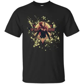 Captain Marvel Cracked Paint Splatter Logo Men Cotton T-Shirt