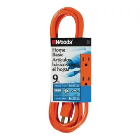 CCI 0872 Extension Cord, 14 AWG Cable, 9 ft L, 15 A, Orange