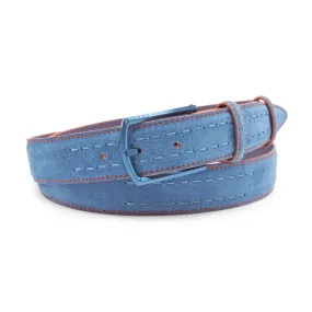 Chaplin V2 Denim/Orange Contrast Stitch Suede Belt