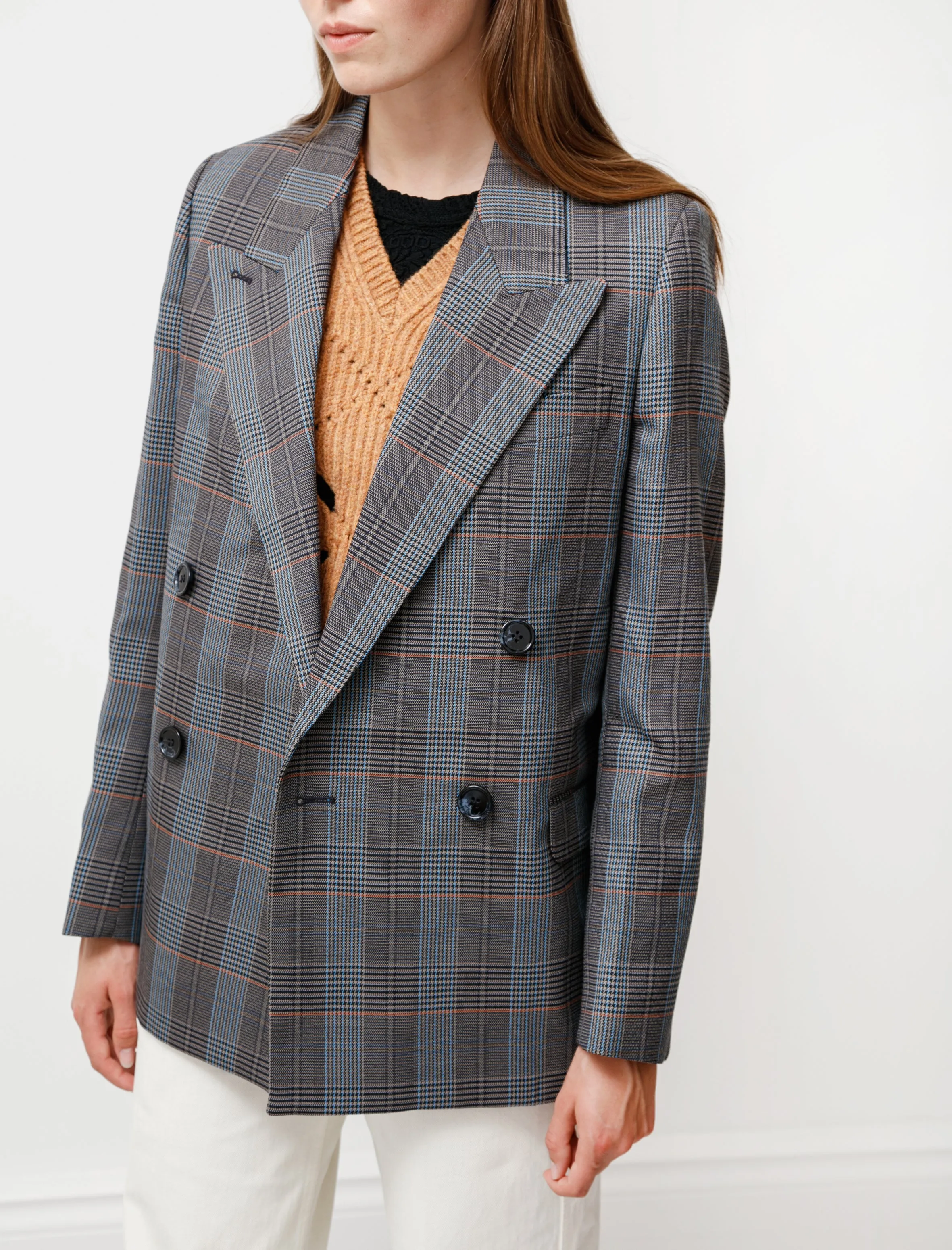 Checked Suit Jacket Blue/Orange