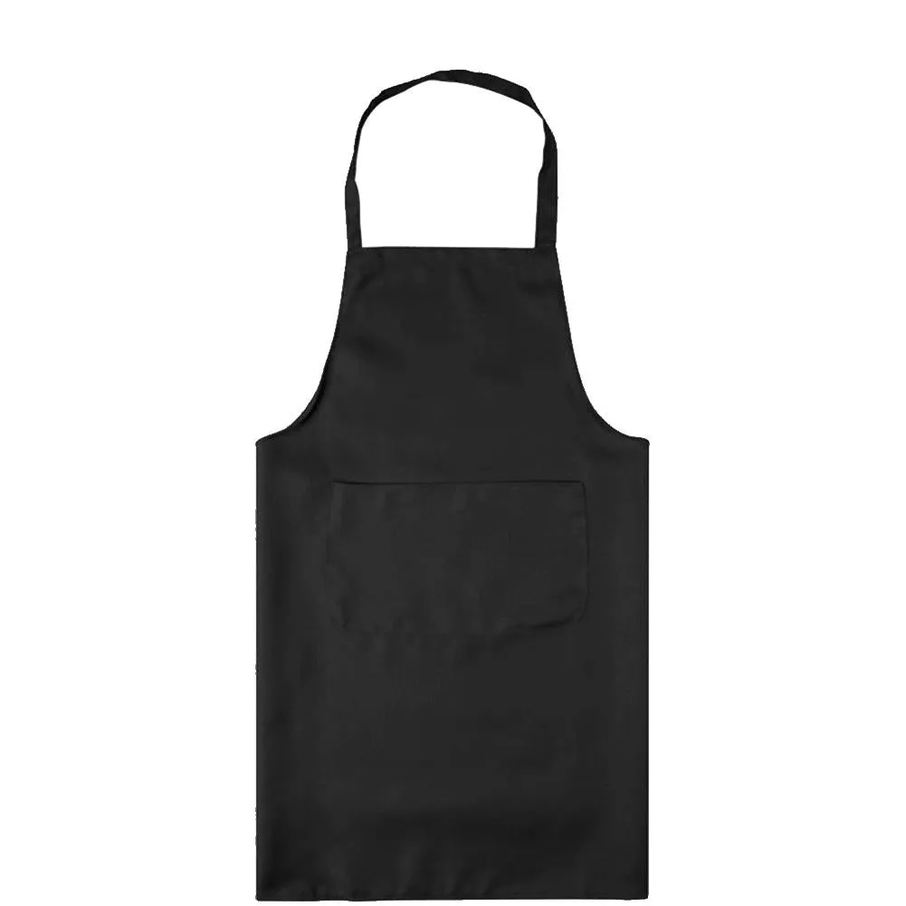 Classic Black Polyester Utility Apron with Pockets