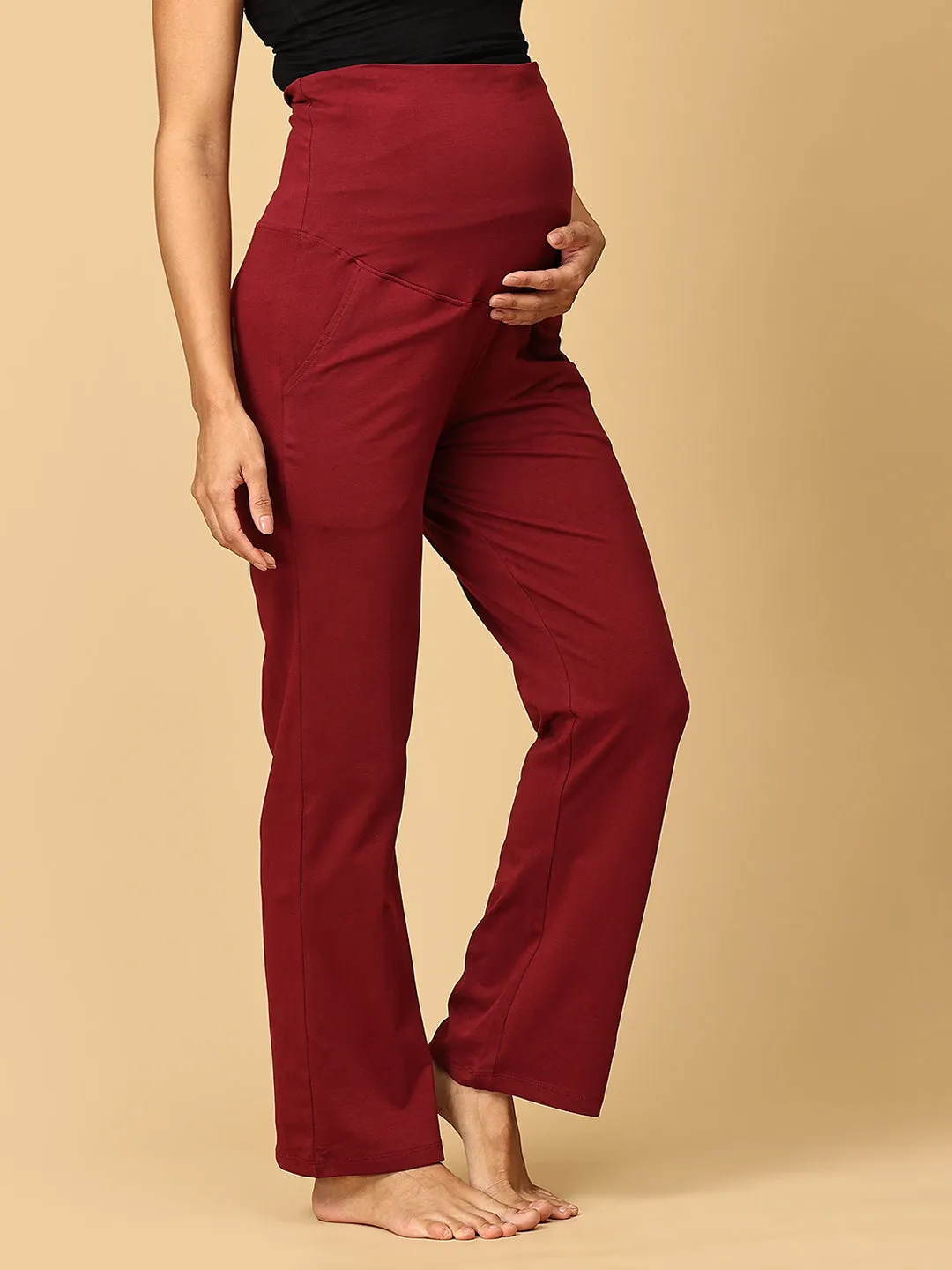 Comfy Maternity Trackpants - Maroon