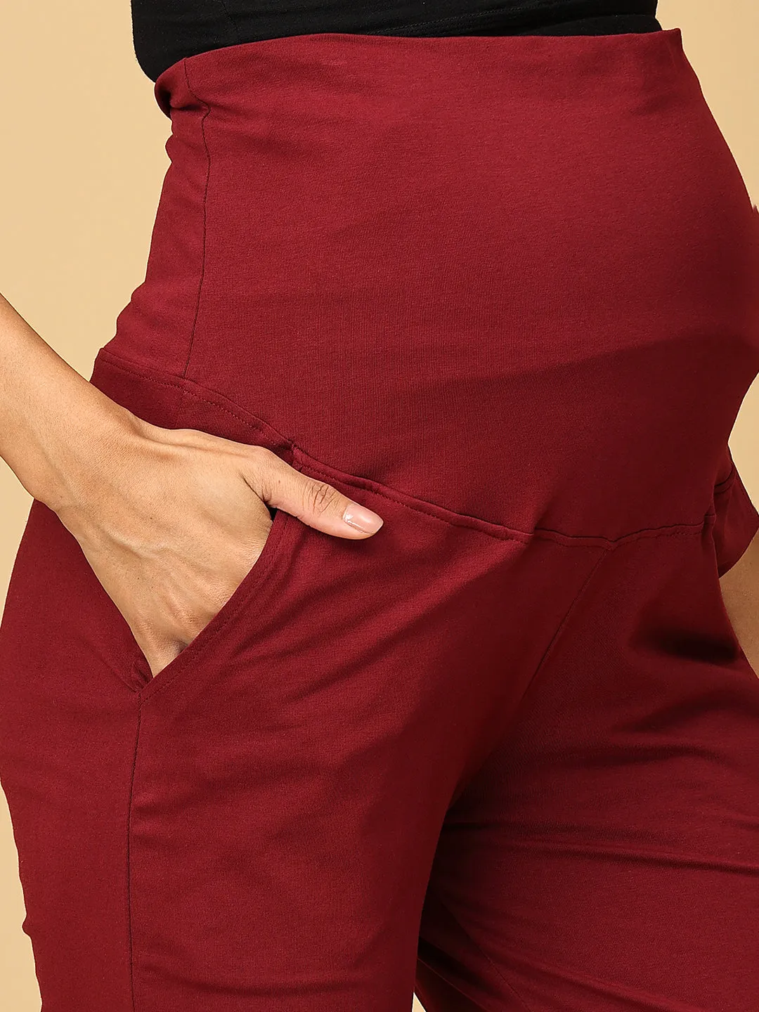 Comfy Maternity Trackpants - Maroon