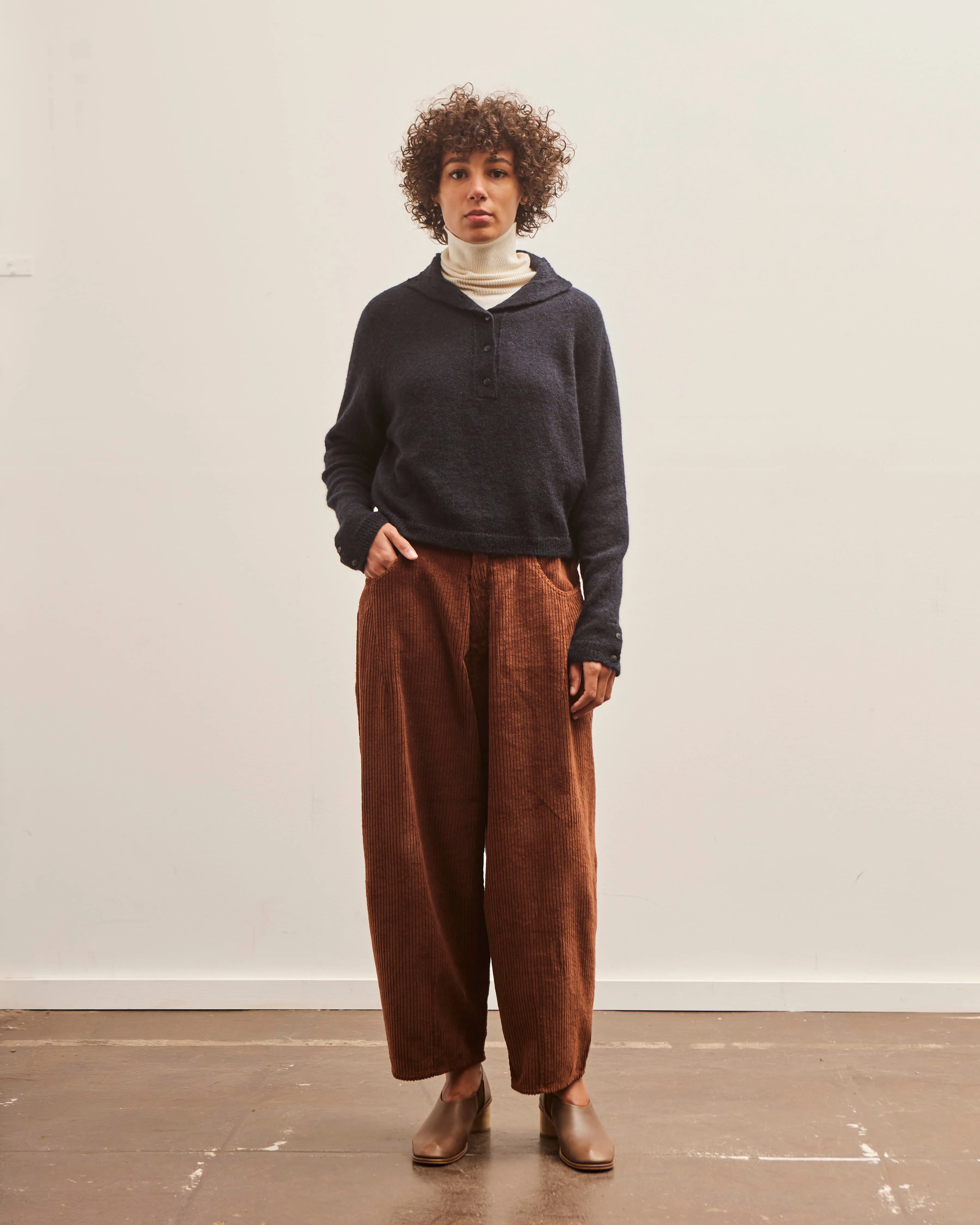 Cordera Corduroy Baggy Pants, Pardo