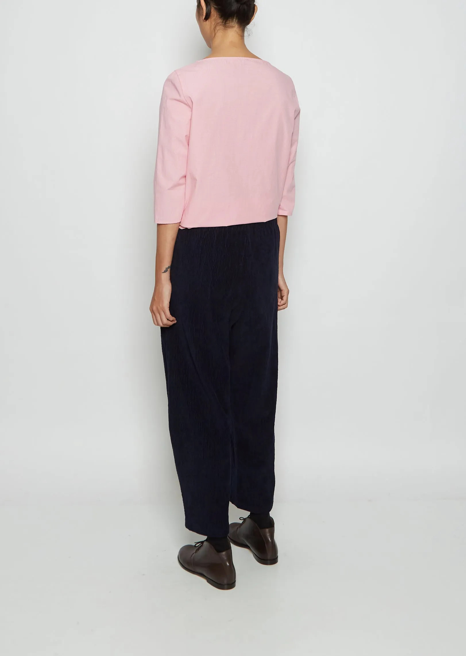 Cotton Corduroy Wide Tapered Trousers — Indigo