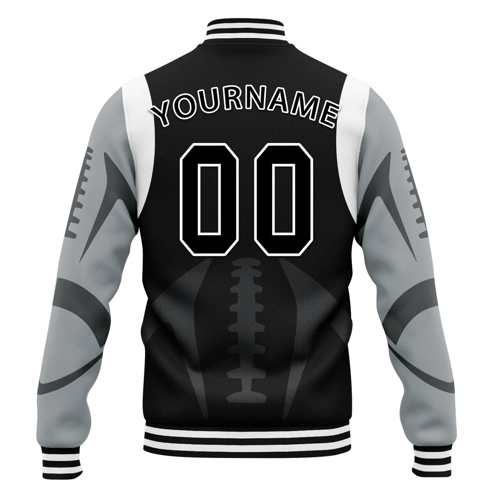 Custom Black Las Vegas Jacket Bomber Full-Snap Varsity Letterman Personalized Jacket FZ005-D025004-23