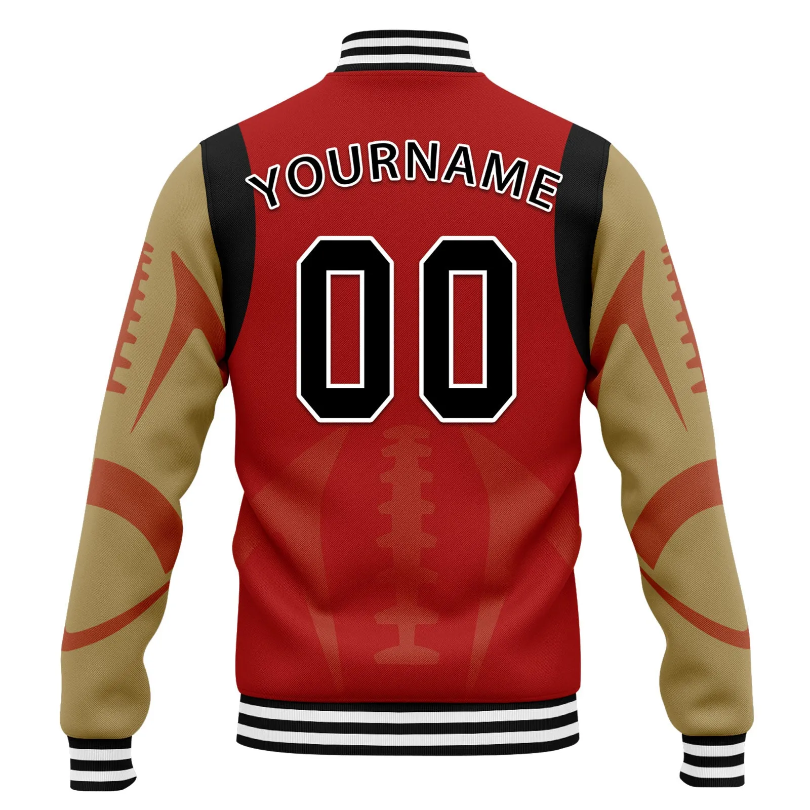 Custom Red San Francisco Jacket Bomber Full-Snap Varsity Letterman Personalized Jacket FZ005-D025004-22