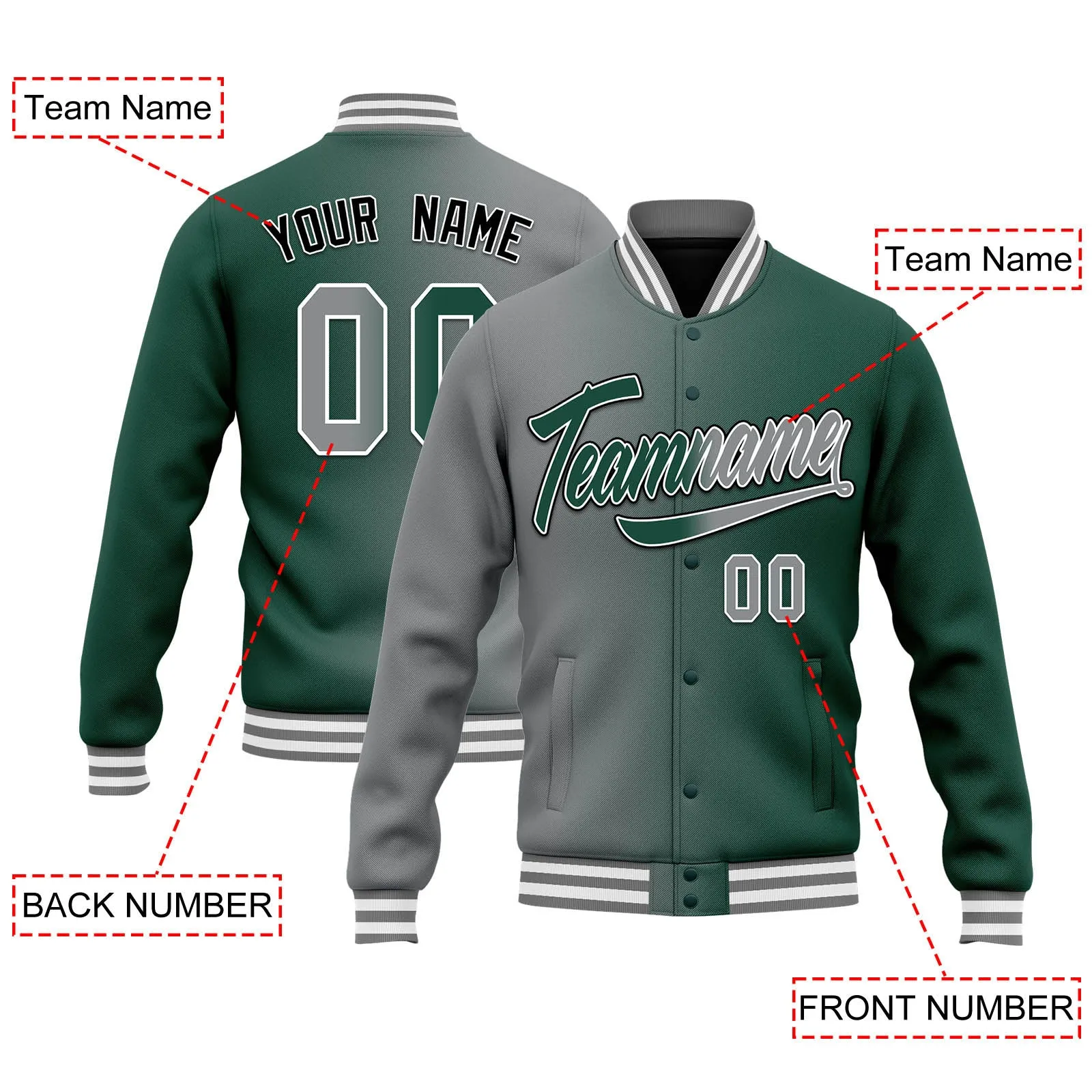 Custom Split Fashion Jacket Bomber Full-Snap Varsity Letterman Personalized Jacket FZ005-D028014-7