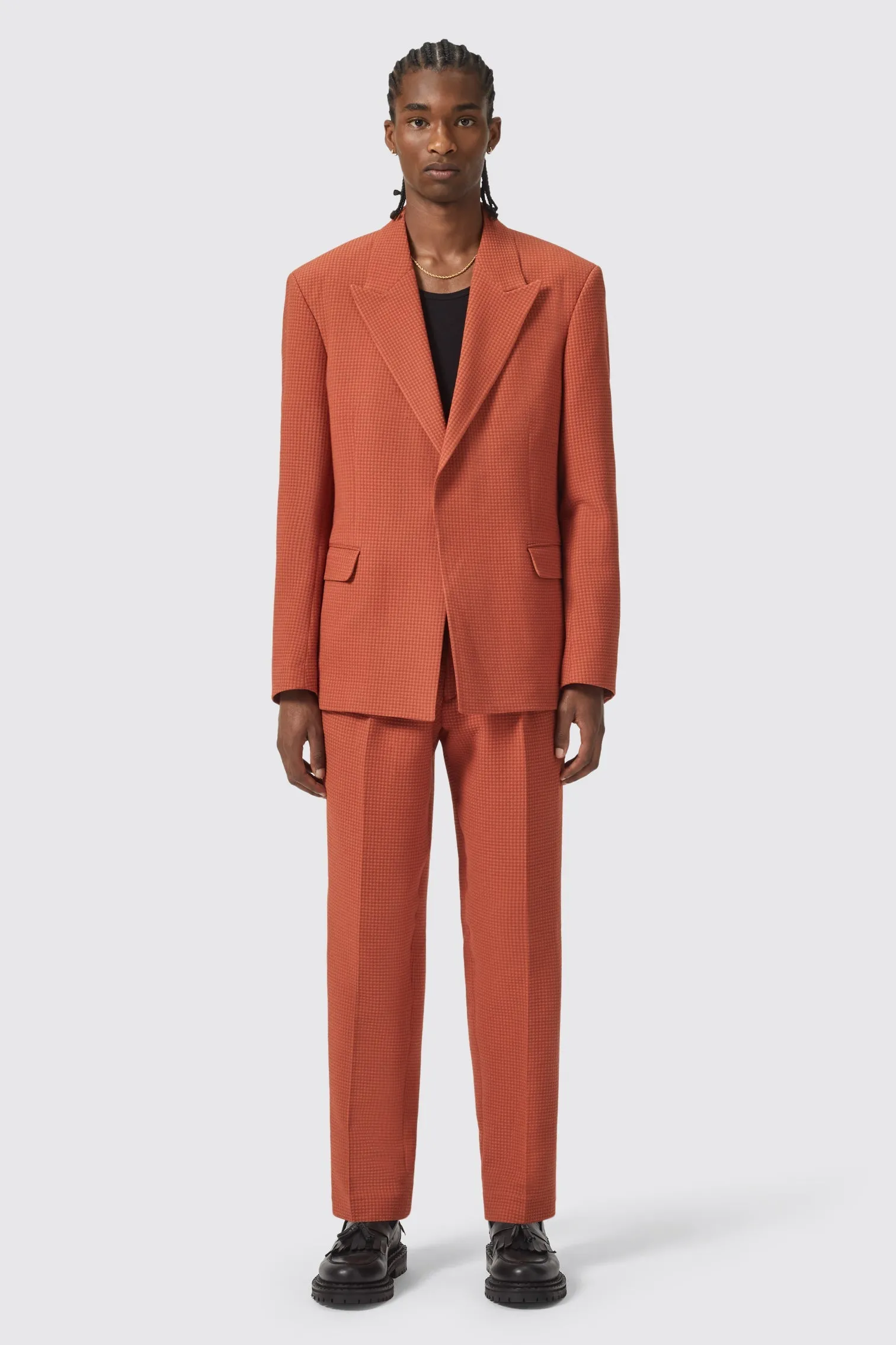 Dirossi Oversized Burnt Orange Waffle Knit Suit - ARCHIVE