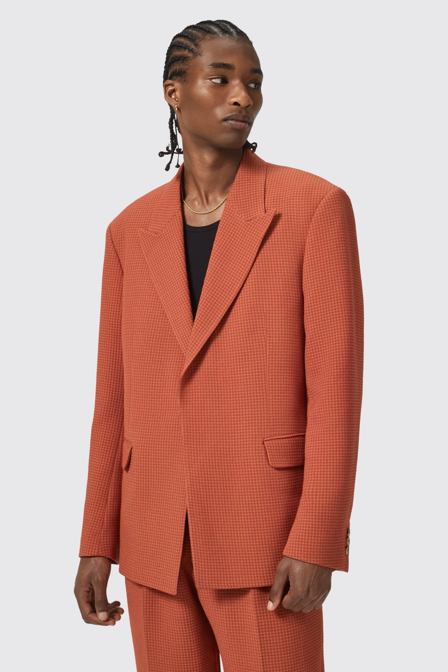 Dirossi Oversized Burnt Orange Waffle Knit Suit - ARCHIVE