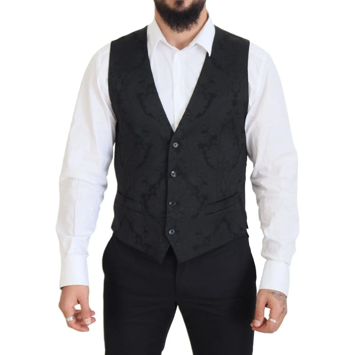 Dolce & Gabbana Elegant Black Martini Suit Jacket & Vest Ensemble