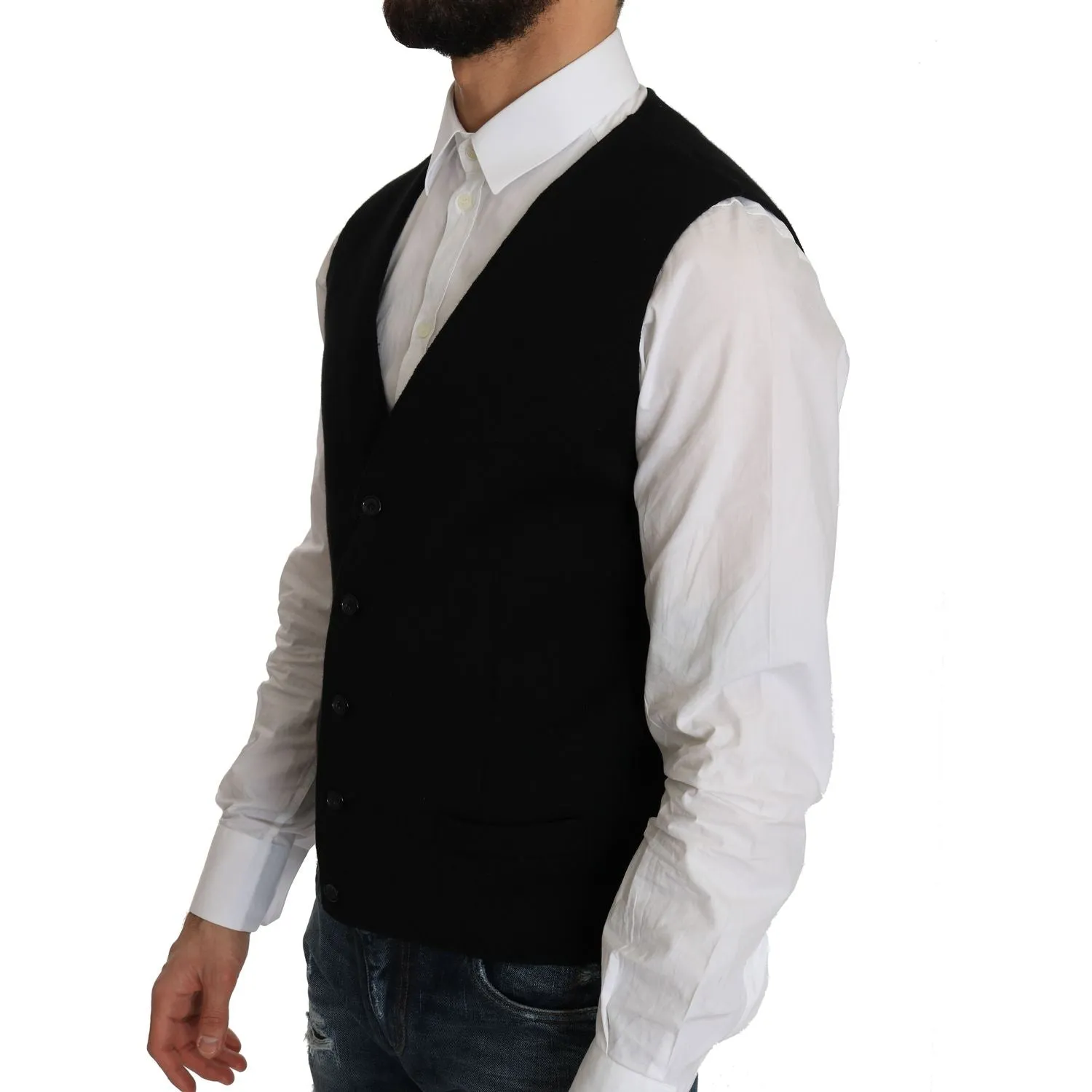 Dolce & Gabbana Sleek Black Cotton Formal Vest