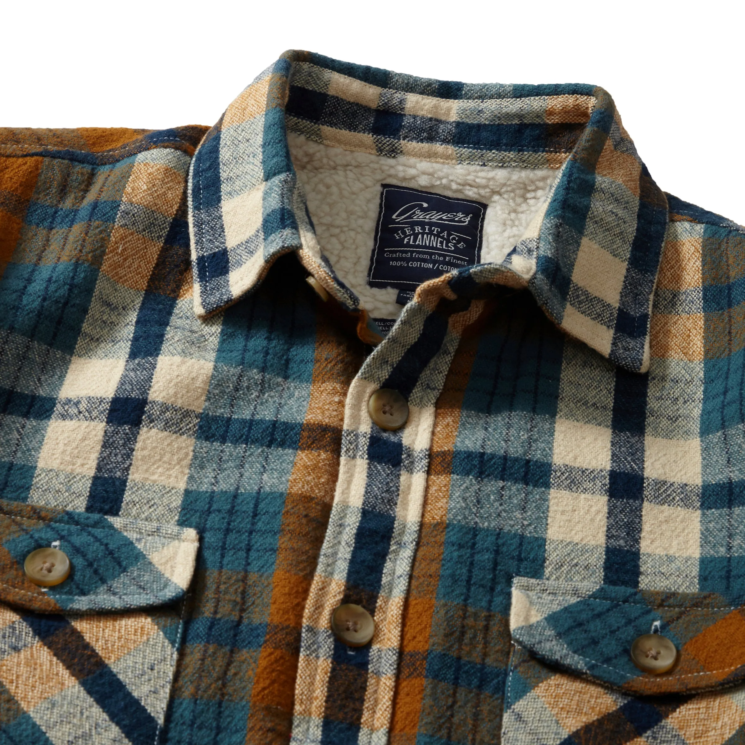 Edmund Sherpa Lined Shirt Jacket - Blue Biscuit