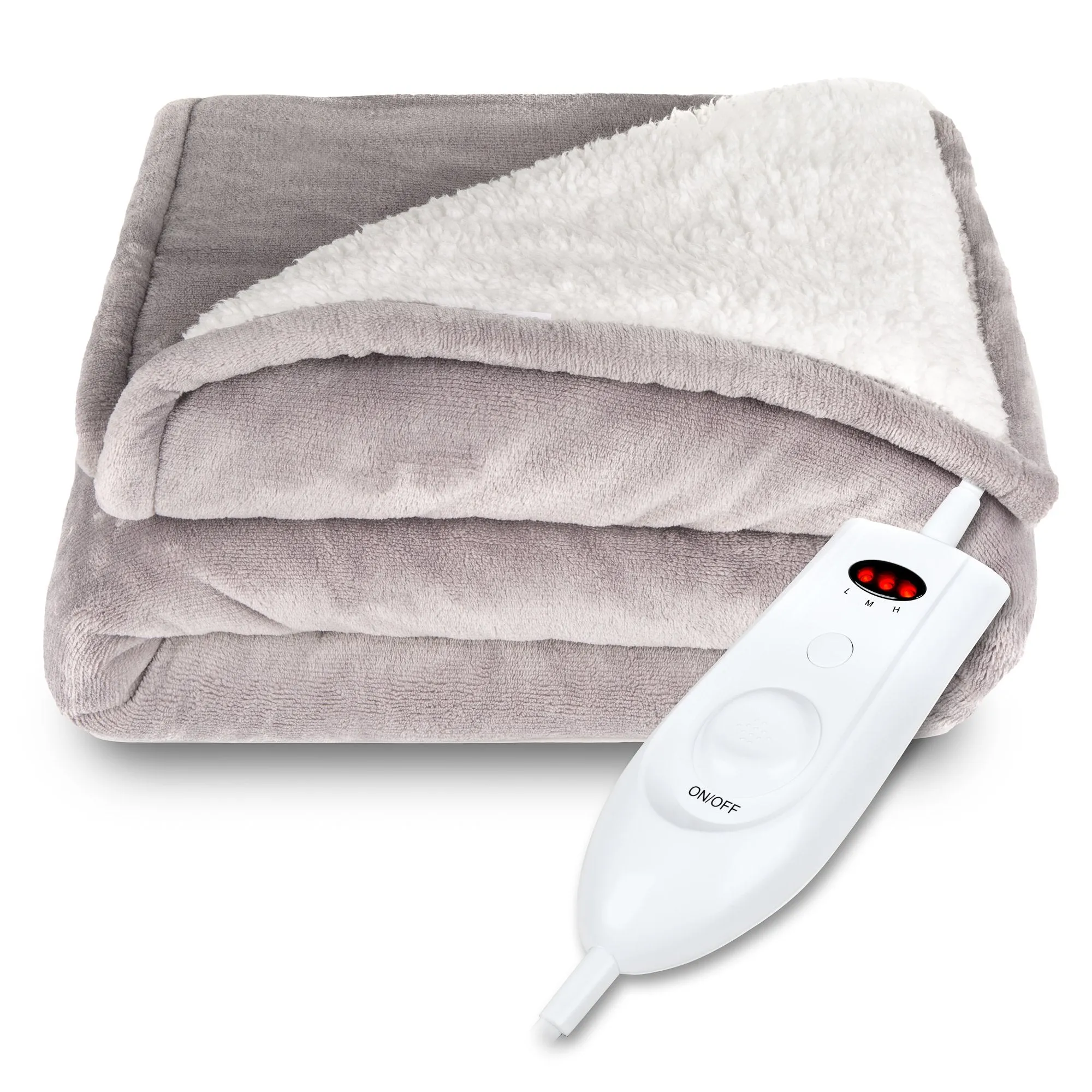 Electric Heated Reversible Sherpa Blanket w/ 3 Heat Settings, Auto Shut Off