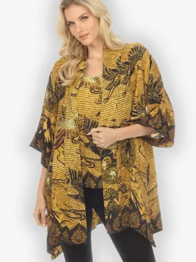 Elegant Crane Design Silk Kimono Jacket