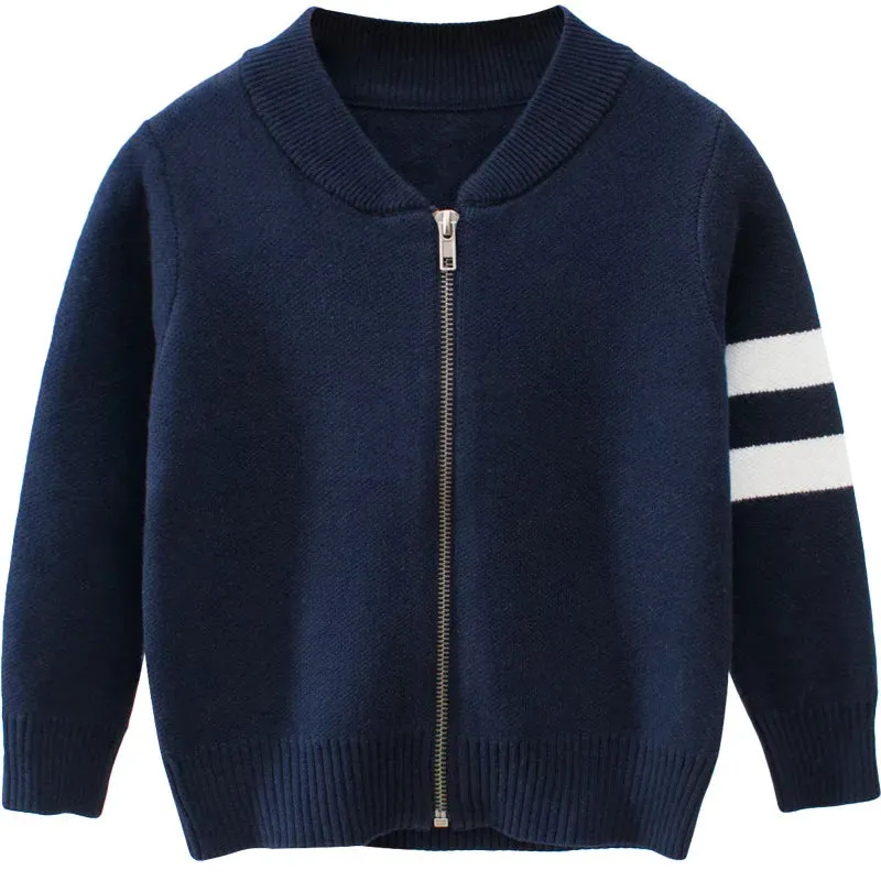 Elegant Zipper Winter Boys Sweaters Quality Cotton Autumn Knitted Jacket For Kids Todder Children's Cardigan