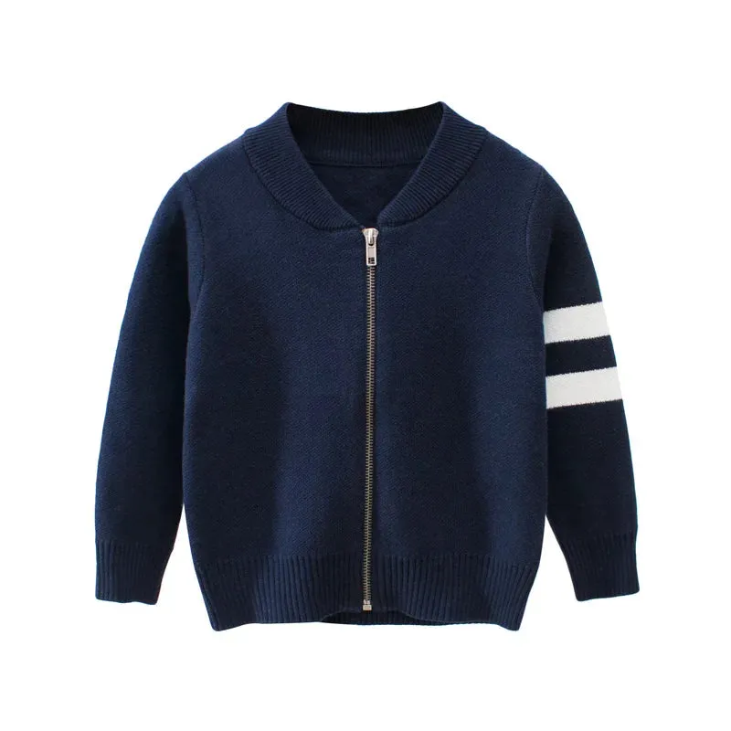 Elegant Zipper Winter Boys Sweaters Quality Cotton Autumn Knitted Jacket For Kids Todder Children's Cardigan