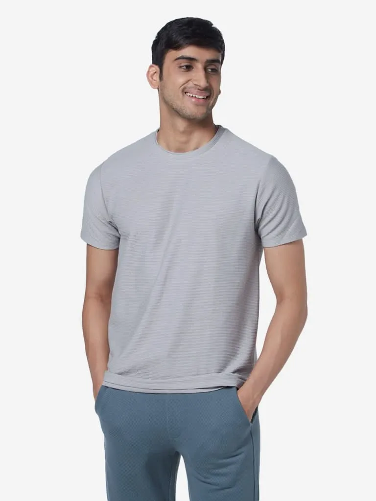 ETA Grey Slim-Fit Textured T-Shirt