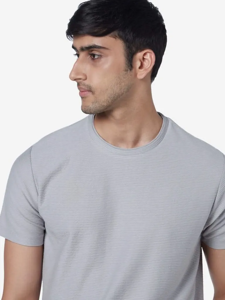 ETA Grey Slim-Fit Textured T-Shirt